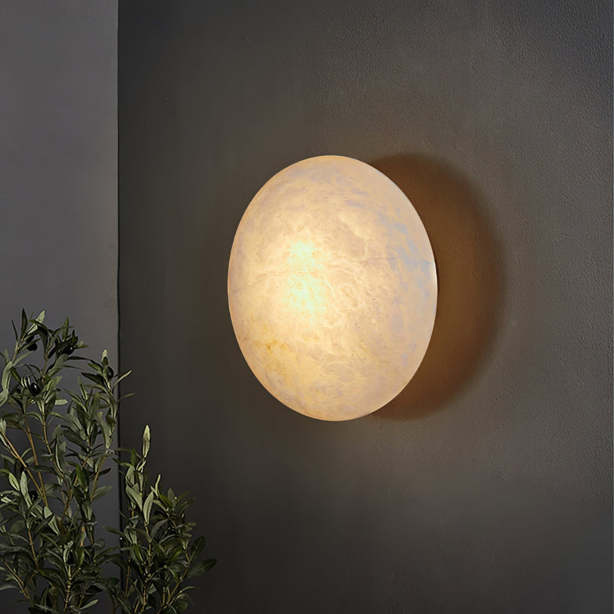 Vanorara Minimalist Alabaster Flush Mount Light