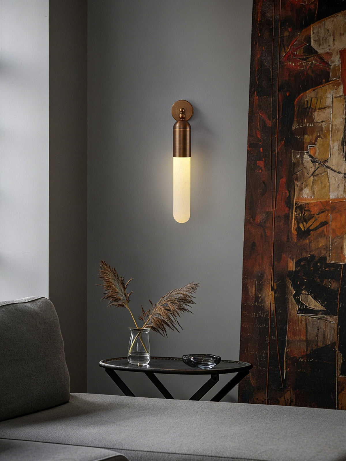 Celyn Alabaster Sculpted Tube Wall Sconce