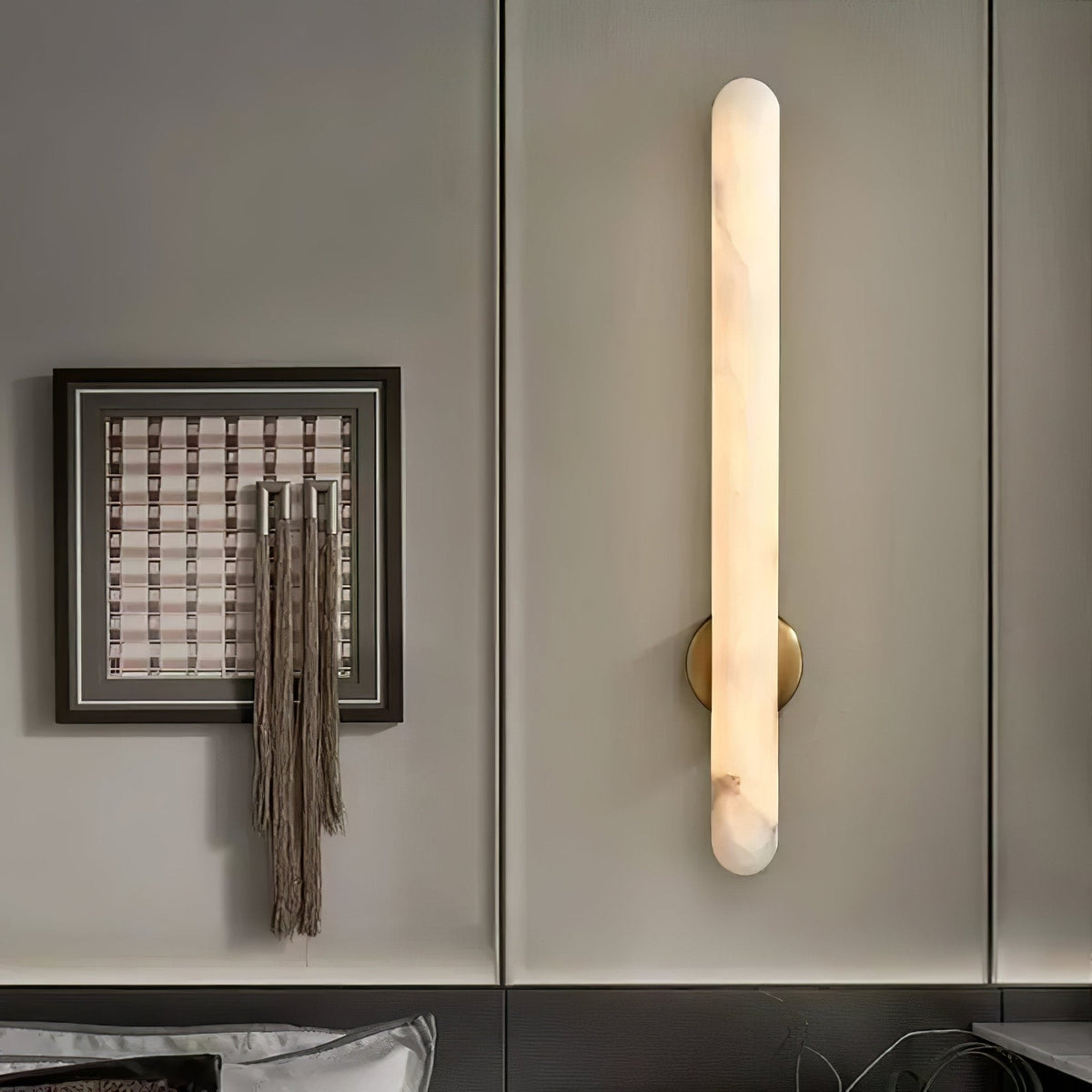 Elvenira Cylindrical Alabaster Wall Light
