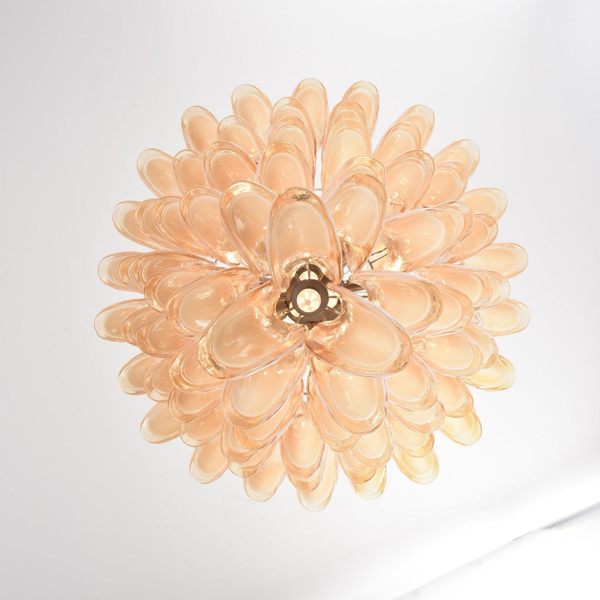 Celalian Chandelier Amber Murano Glass Petal Layered Luxury