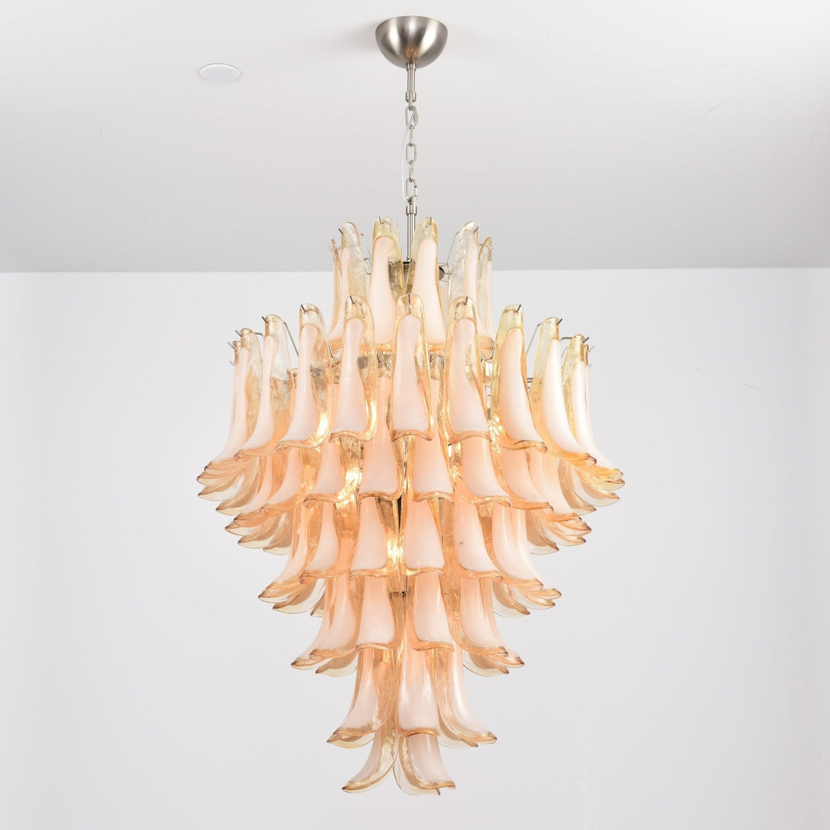 Celalian Chandelier Amber Murano Glass Petal Layered Luxury