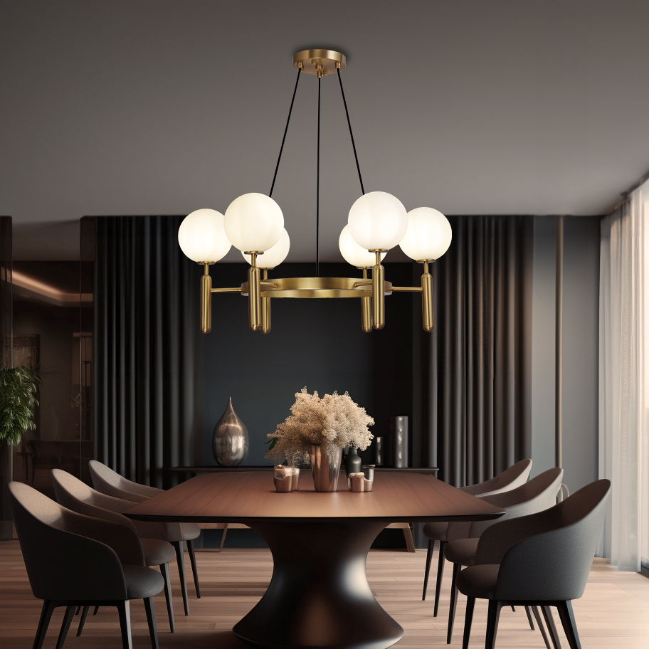Wimoruk Design Ball Glass/Metal Pendant Light Gold White