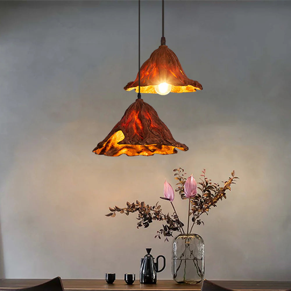 Colivedi Art Lotus Leaf LED Pendant Light Resin Dining Room