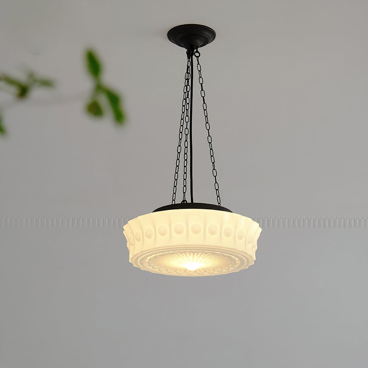 Rumagus Vintage French Country Dome Pendant Light, White/Beige