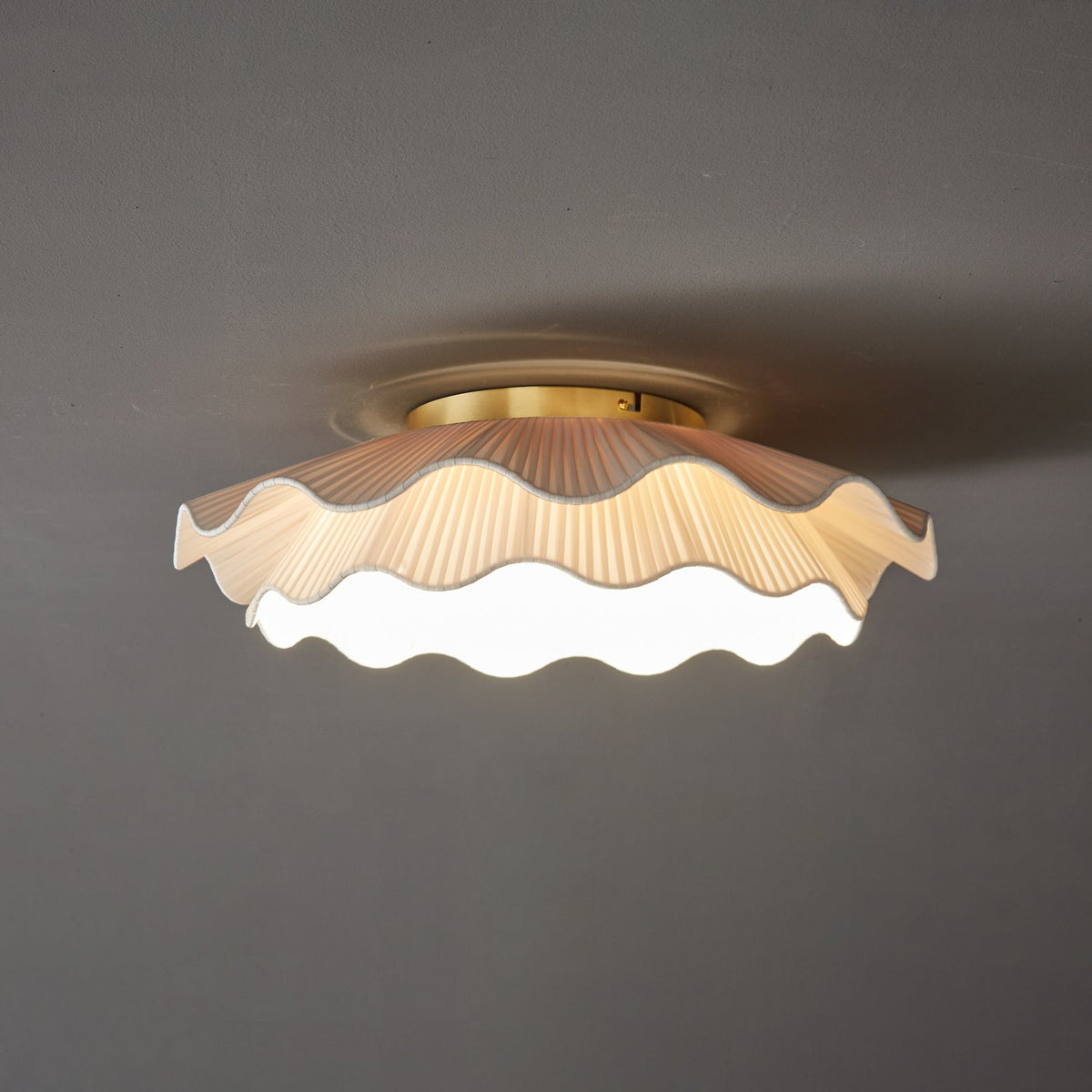 Mylirira Premium Elegance Wave Brass Fabric Ceiling Lamp