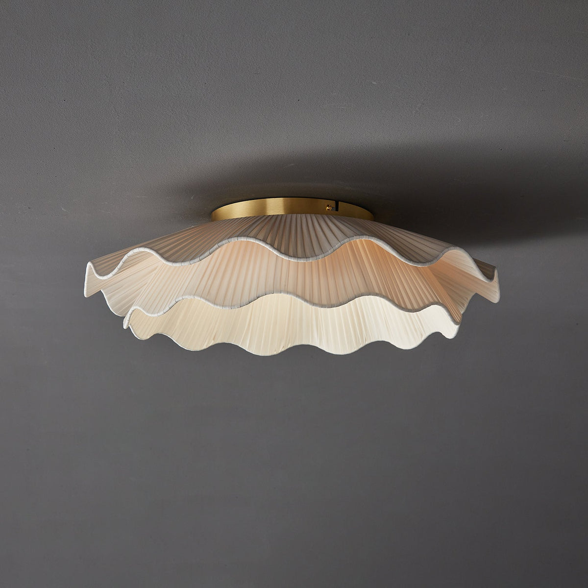 Mylirira Premium Elegance Wave Brass Fabric Ceiling Lamp