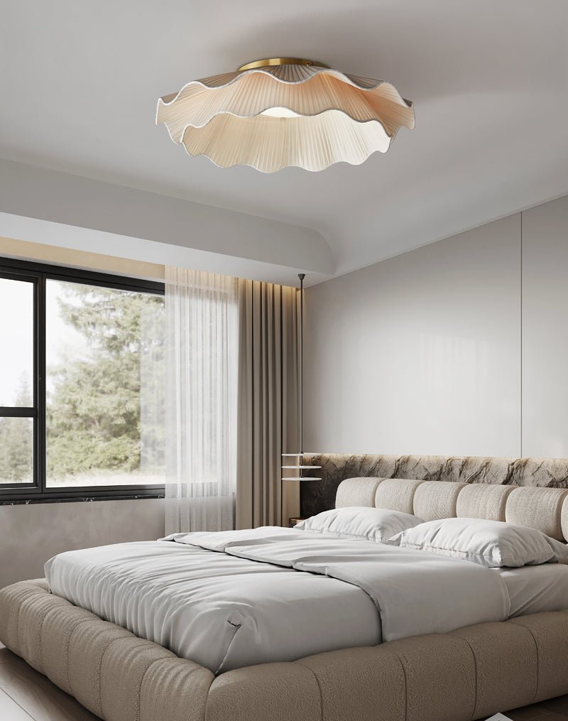 Mylirira Premium Elegance Wave Brass Fabric Ceiling Lamp