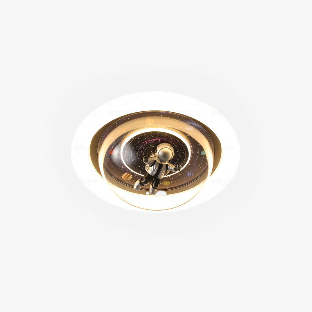 Gapubed Cosmic Astronaut & Galaxy Motif Flush Mount Ceiling Light
