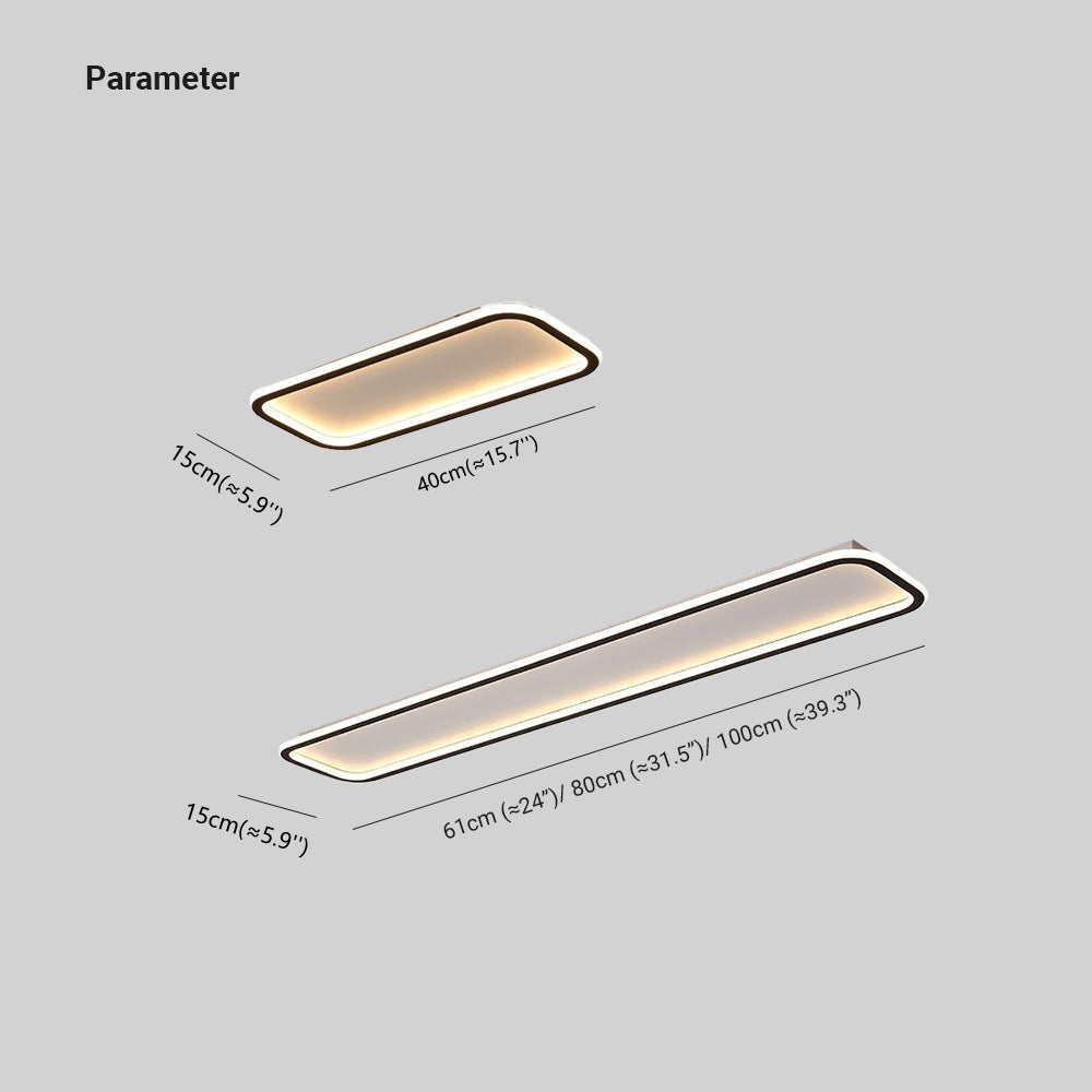 Zanumor Minimalist Flush Mount Black Frame Rectangular Ceiling Light