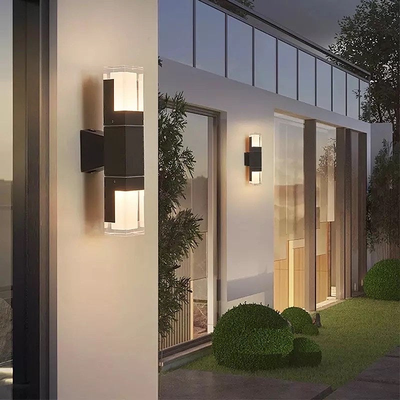 Lisipom Modern Rectangular Double- Head Metal Outdoor Wall Lamp