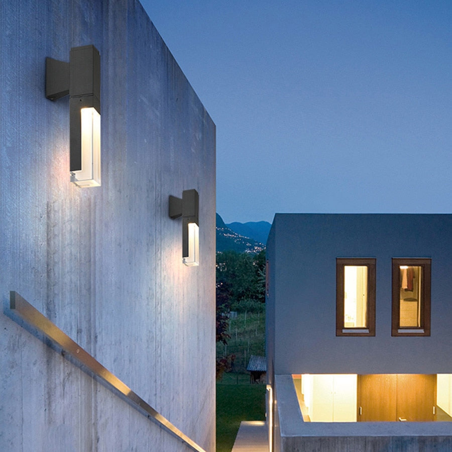Lisipom Modern Rectangular Double- Head Metal Outdoor Wall Lamp