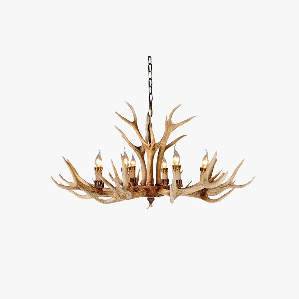 Kamudit Retro Deer Horn Resin Chandelier Living Room