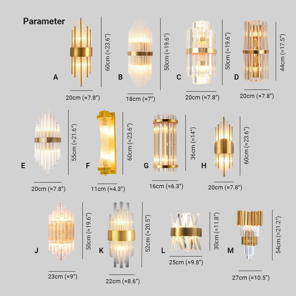 Muvorimo Luxury Gold Crystal Bedroom Bedside Wall Lamp