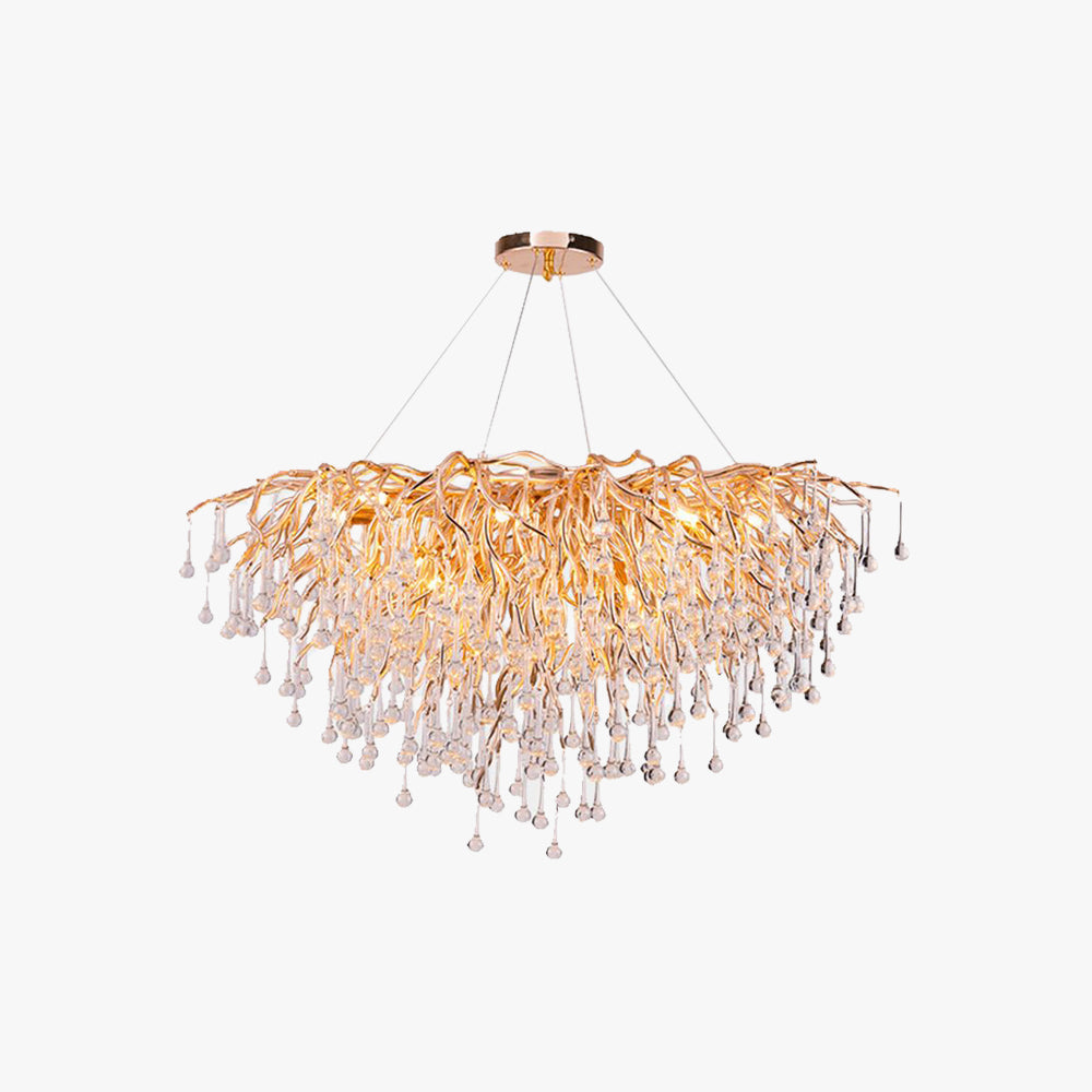 Guveget Pendant Light Tassel Luxury, Metal/Crystal, Gold, Bedroom