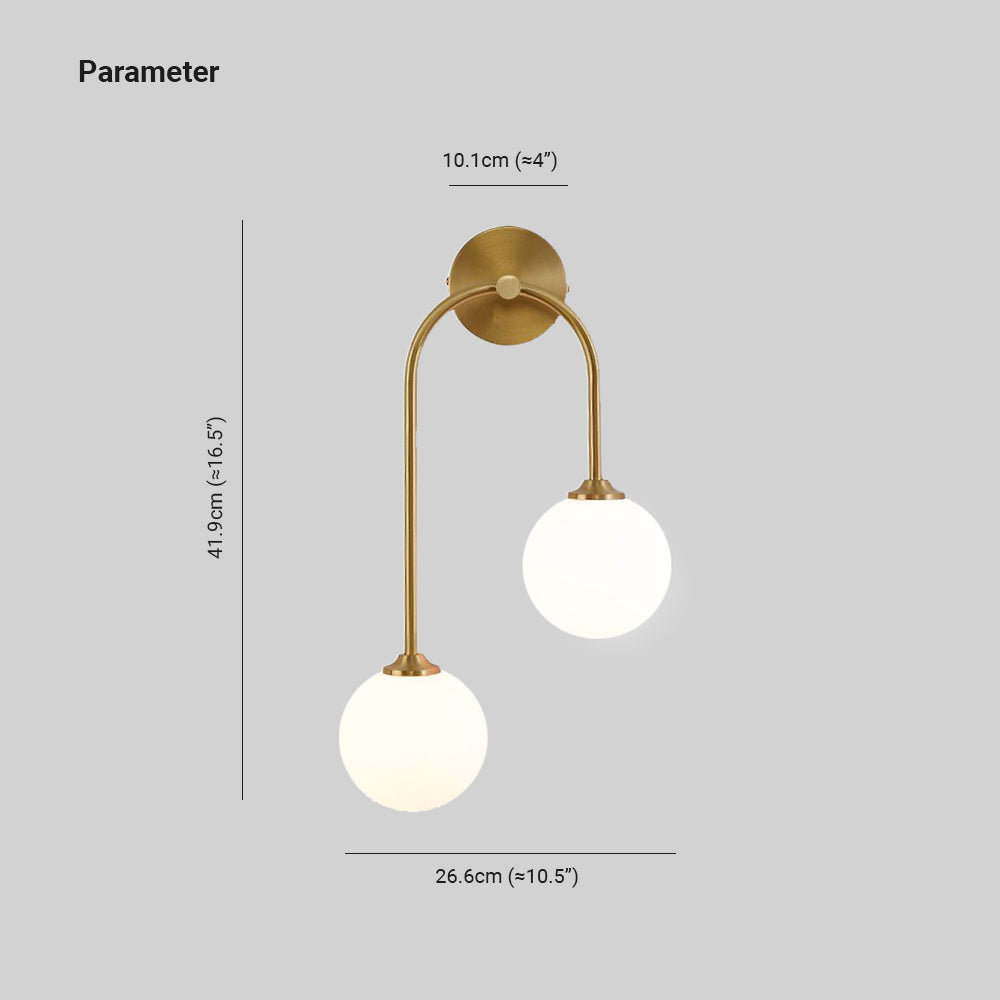 Hanagir Modern Arc Globe Glass Wall Lamp, Brass, Living Room