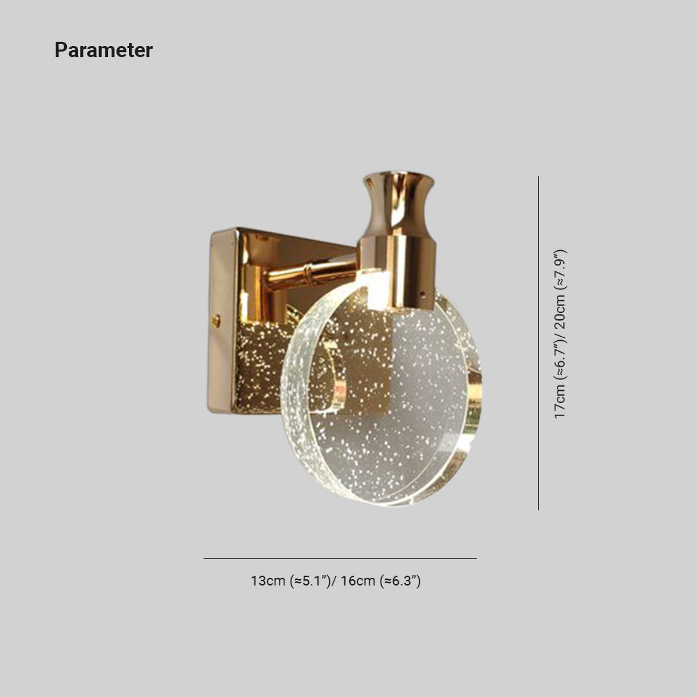 Folerik Modern Round Crystal Vanity Wall Lamp, Gold/Chrome