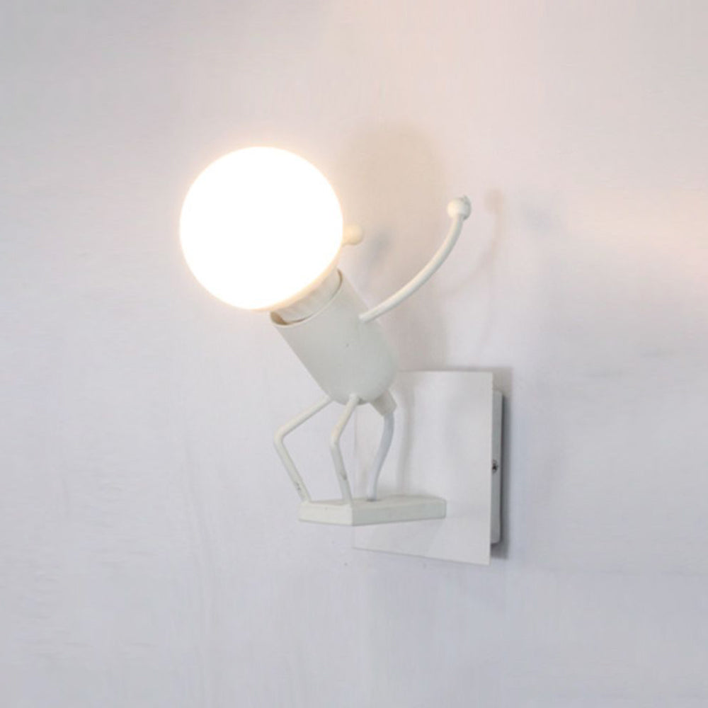 Relarat Modern Decorative Man Metal Wall Lamp, White/Black