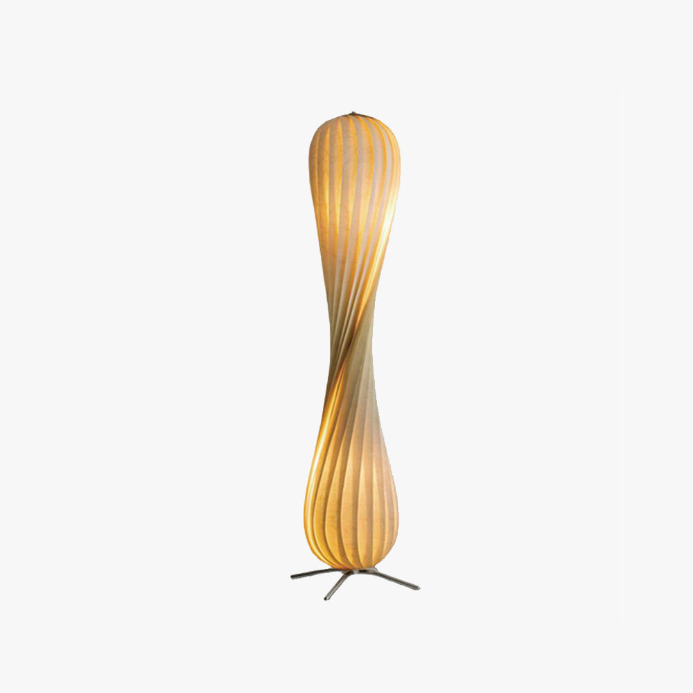 Molekut Modern Twisted Wood Floor Lamp, Wood Color