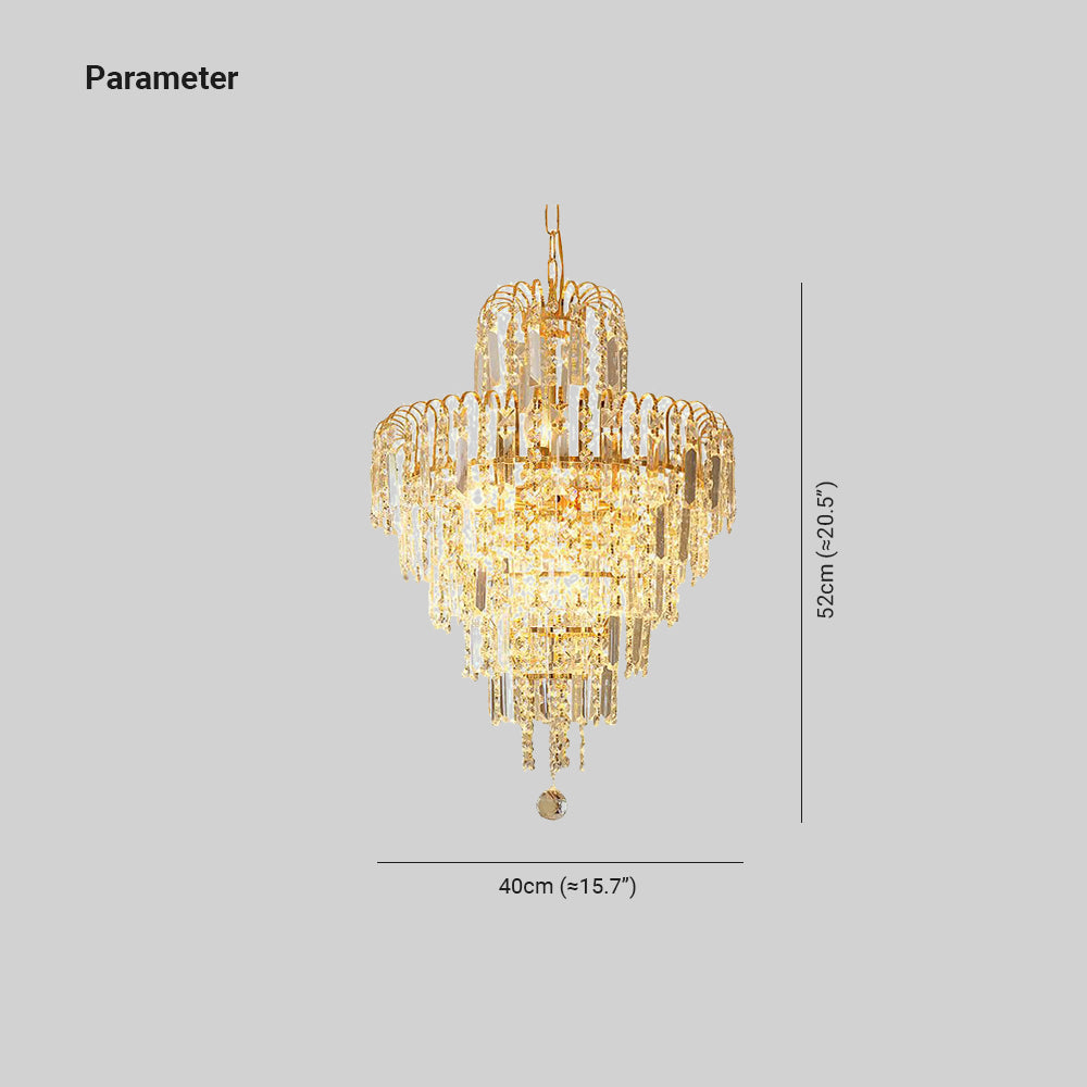 Zuronad Luxury 5 Layers Tassel Crystal Gold Chandelier