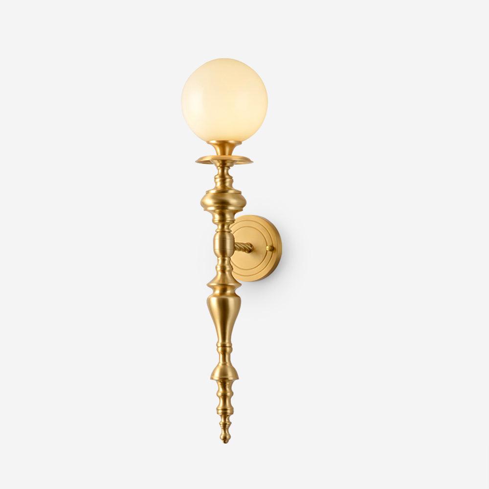 Wall Lamp Sculpted Brass Body Globe Shade Classic Elegant Statement