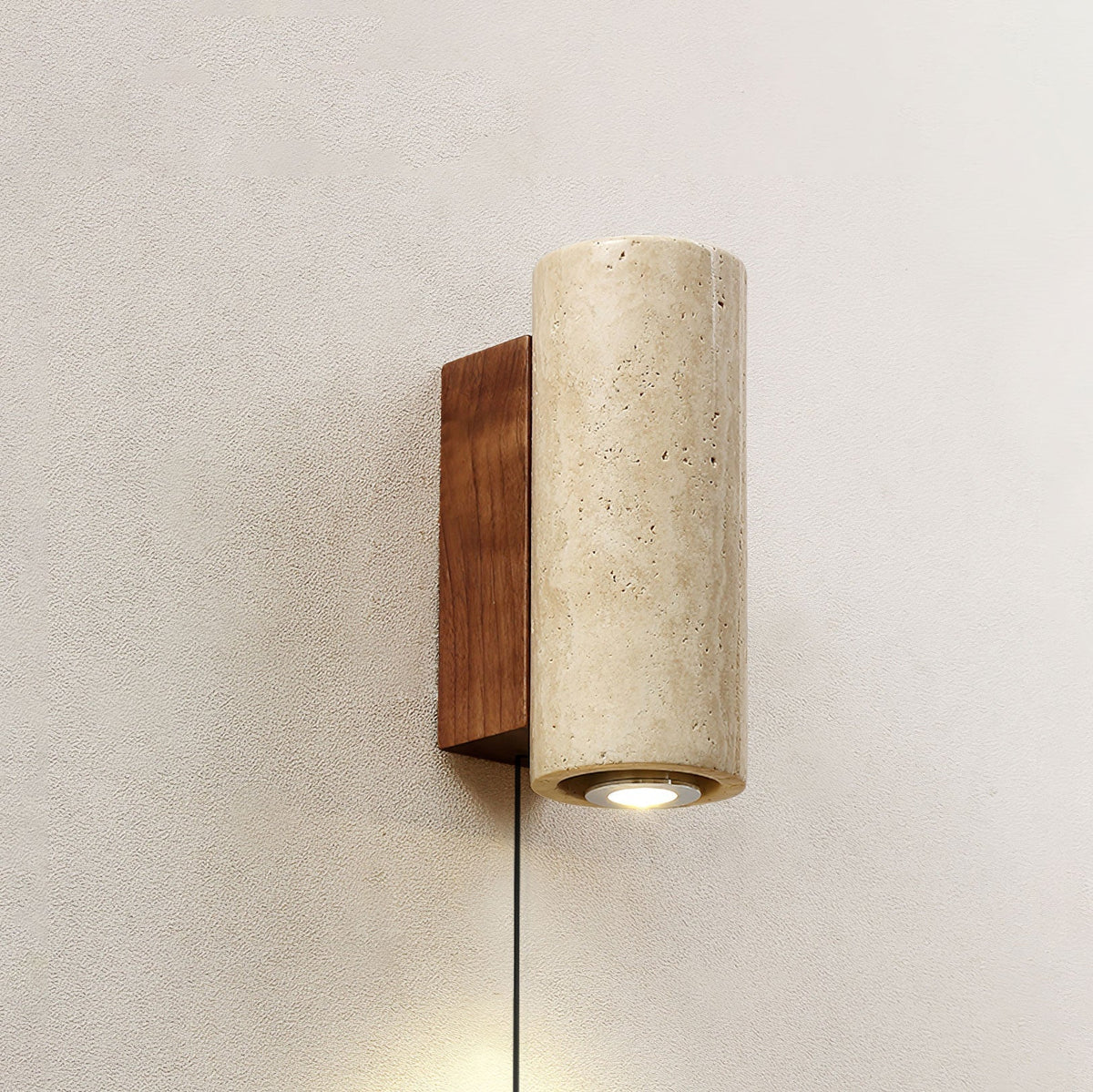Valalaria Plug-In Rectangular Travertine Wall Light