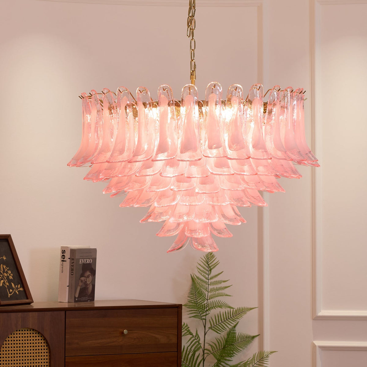 Blush Cascade Glass Chandelier
