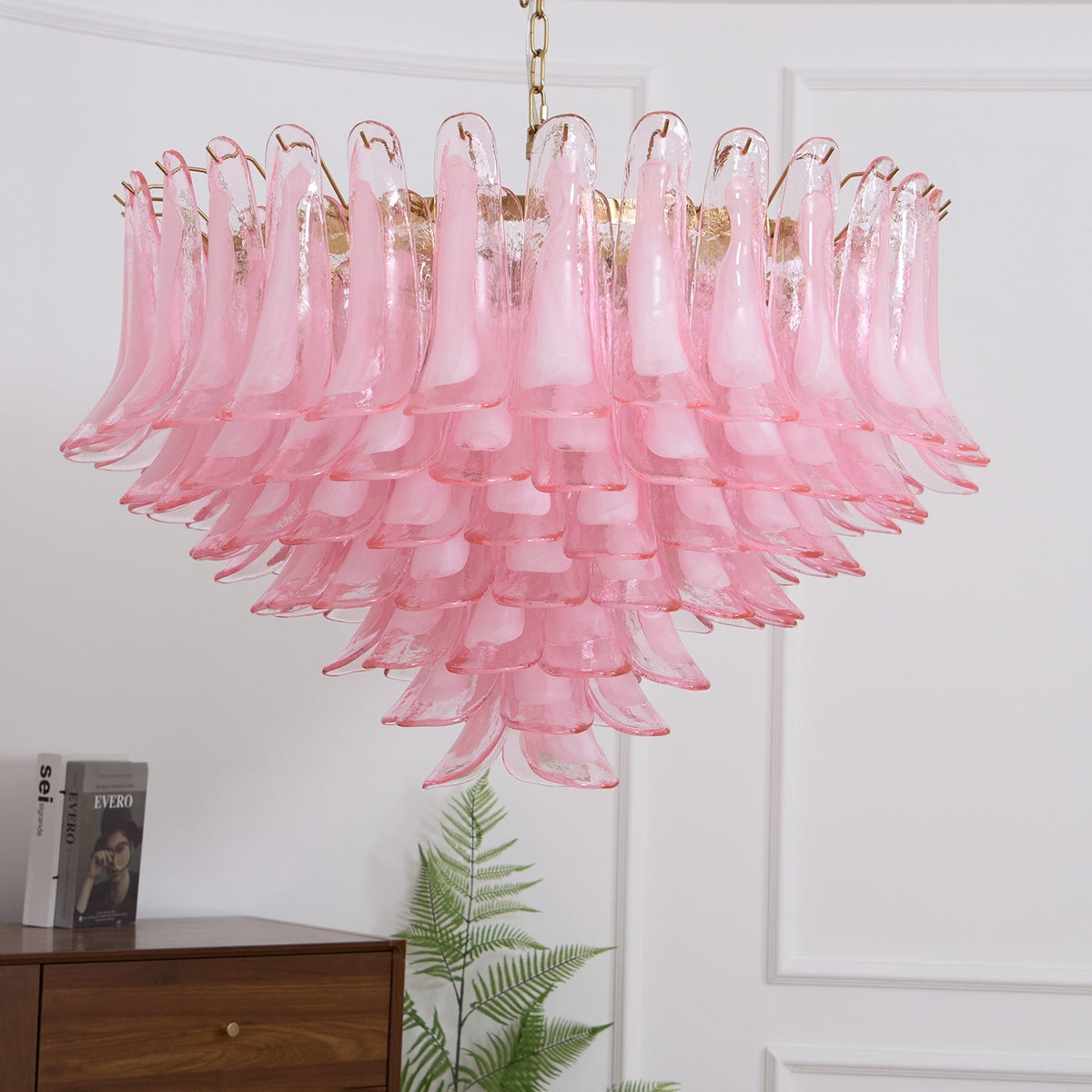 Blush Cascade Glass Chandelier