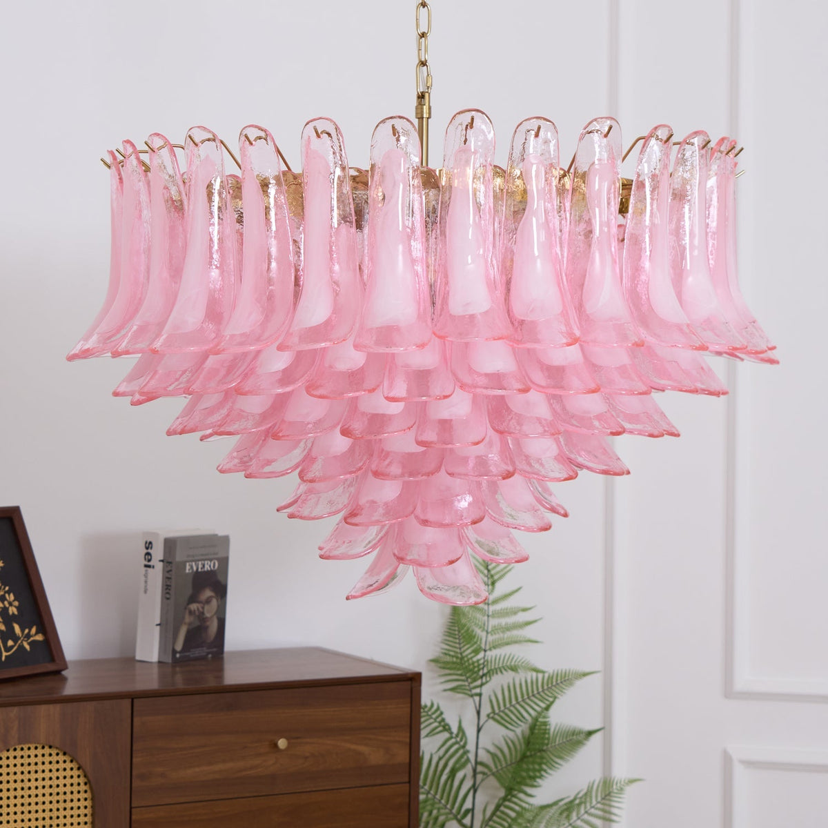 Blush Cascade Glass Chandelier