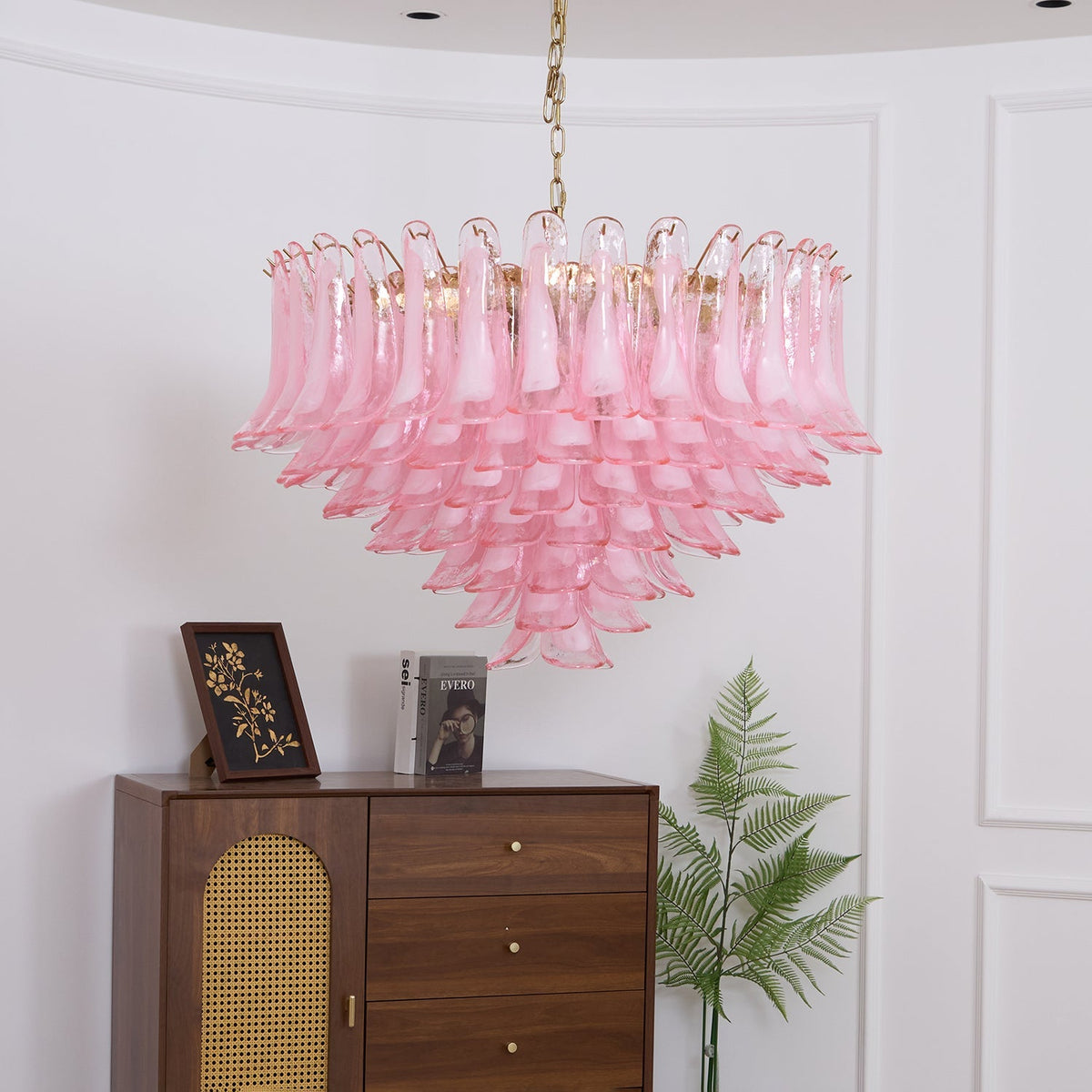 Blush Cascade Glass Chandelier