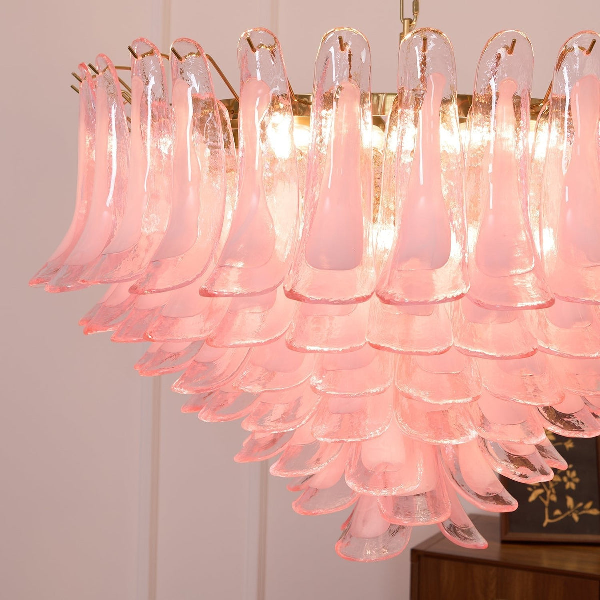 Blush Cascade Glass Chandelier