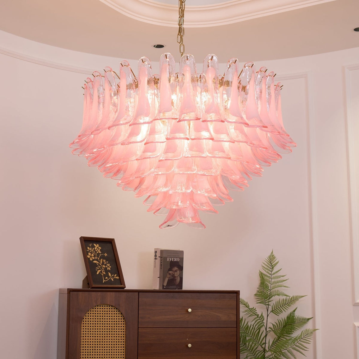 Blush Cascade Glass Chandelier