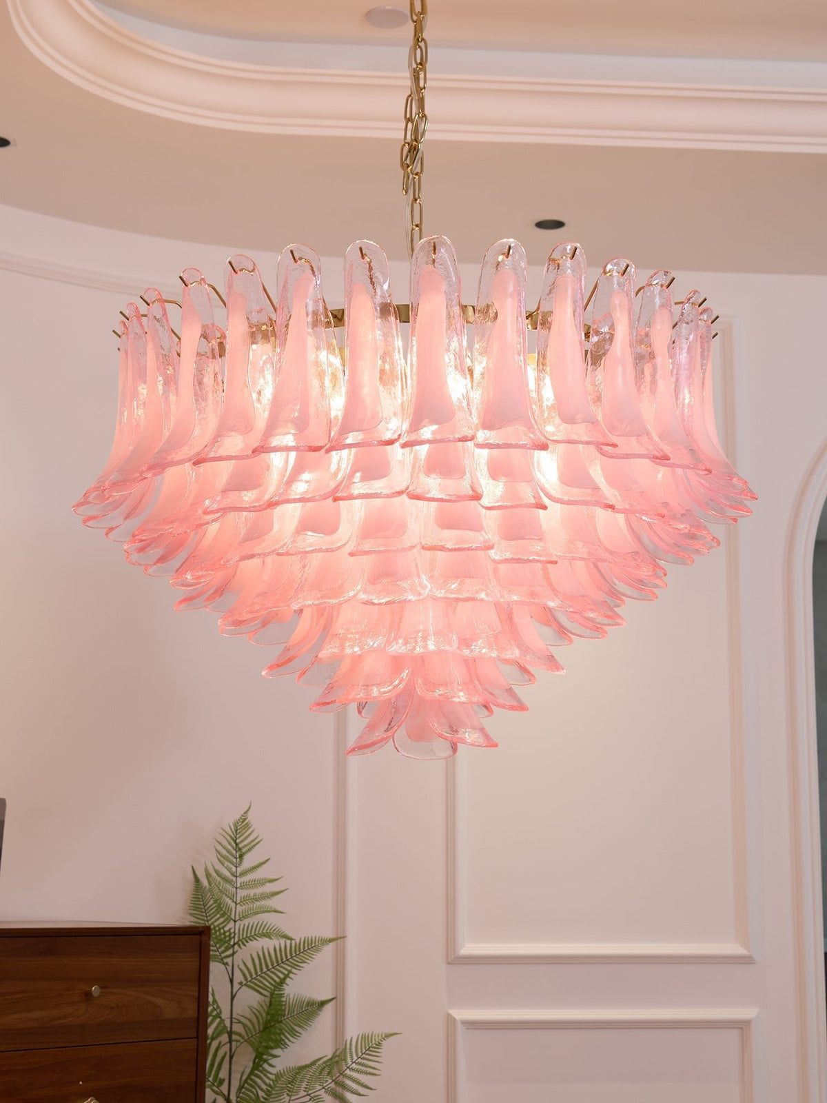 Blush Cascade Glass Chandelier