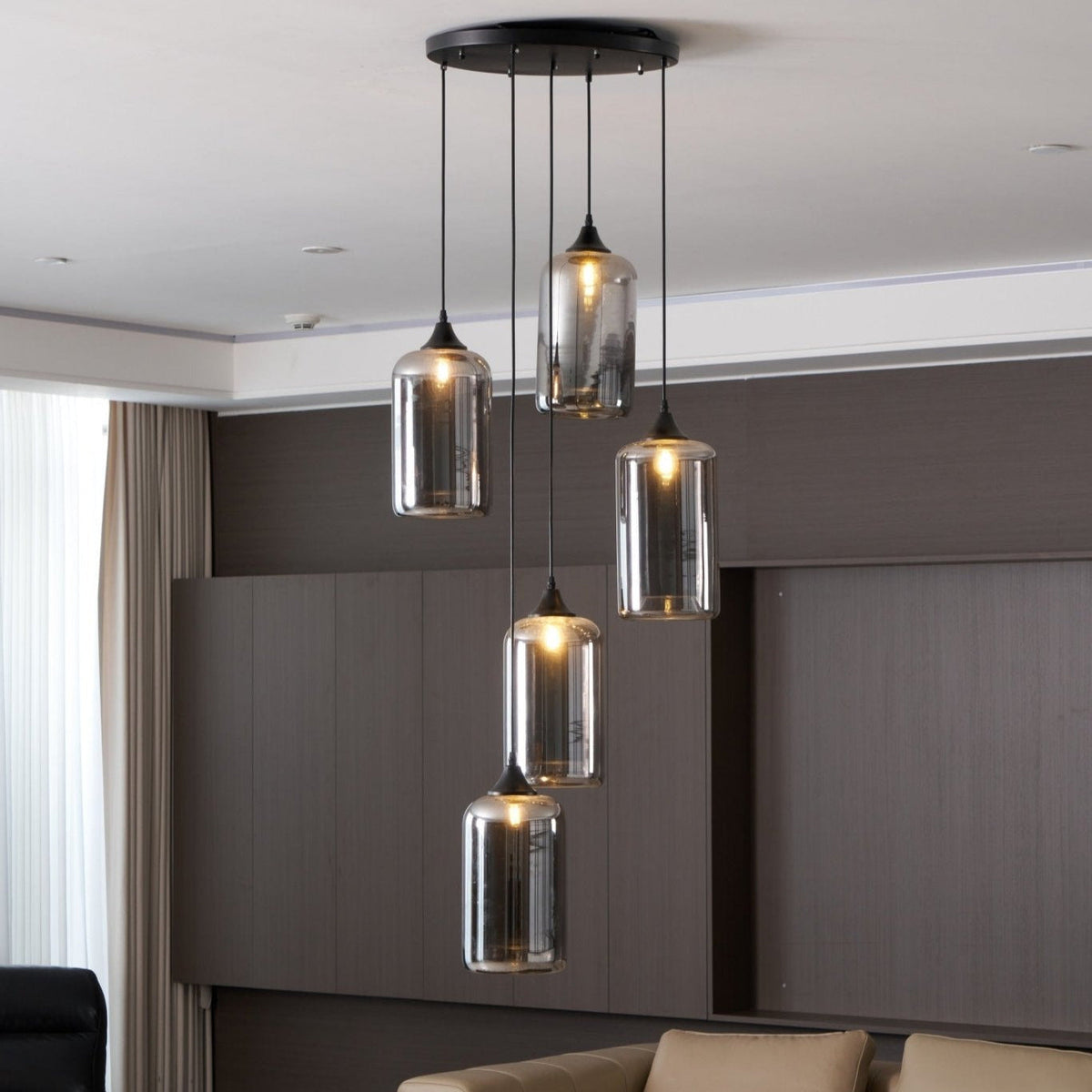 Lovider Minimalist Bottle Glass Pendant Light Smoke Gray