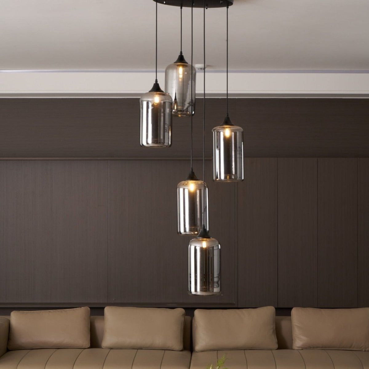 Lovider Minimalist Bottle Glass Pendant Light Smoke Gray