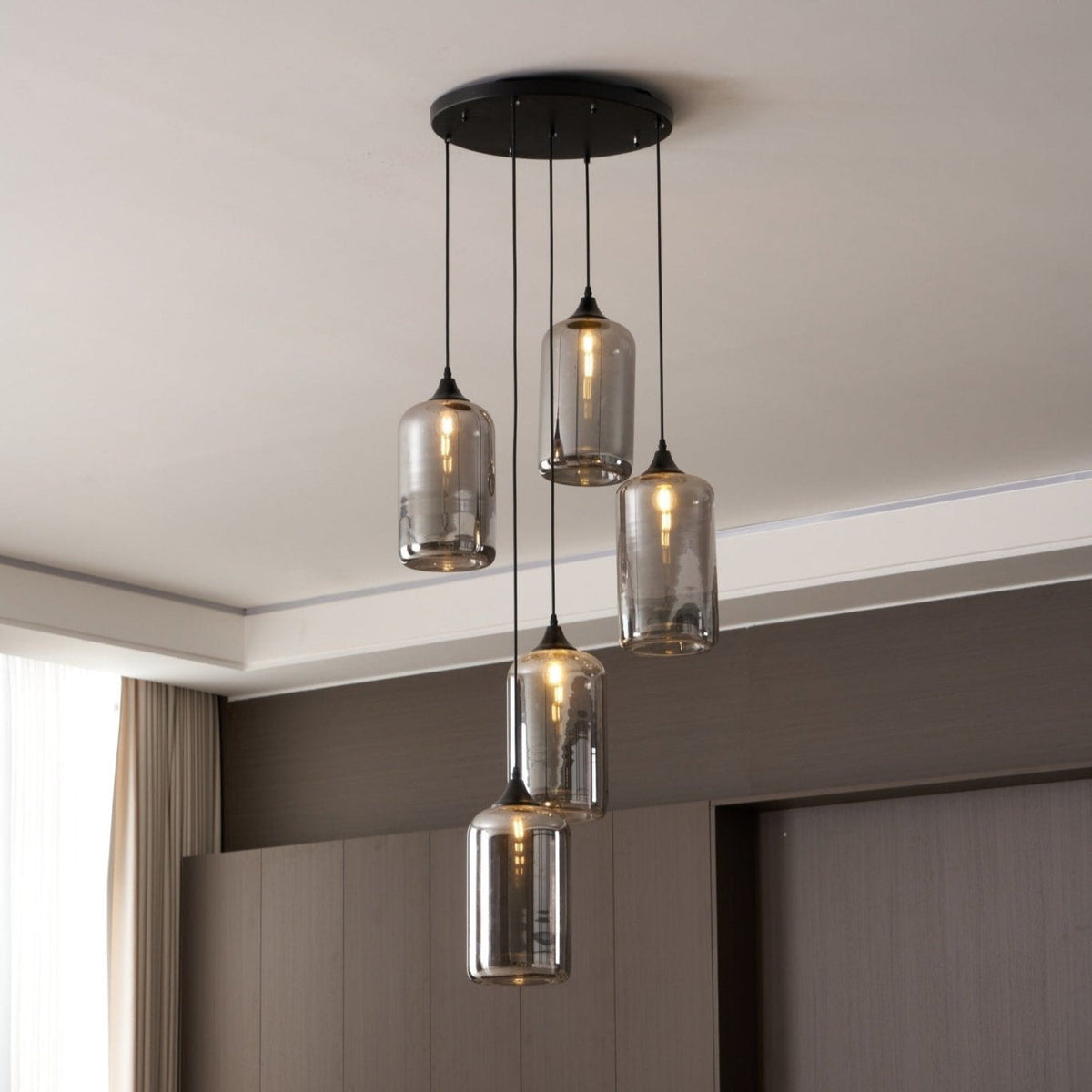 Lovider Minimalist Bottle Glass Pendant Light Smoke Gray