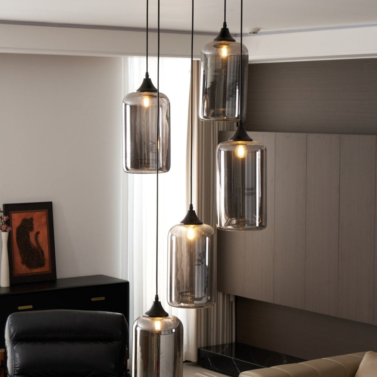 Lovider Minimalist Bottle Glass Pendant Light Smoke Gray