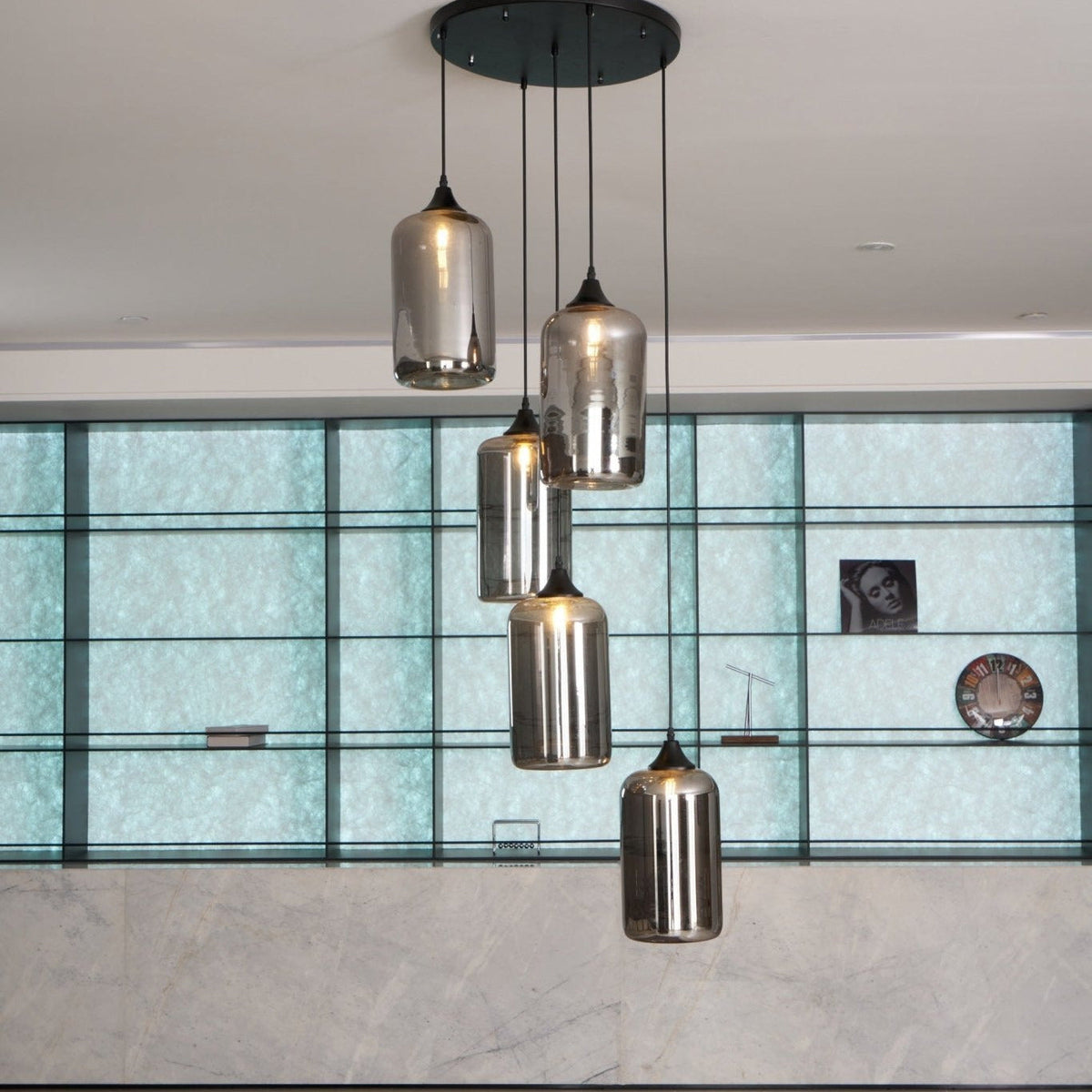 Lovider Minimalist Bottle Glass Pendant Light Smoke Gray