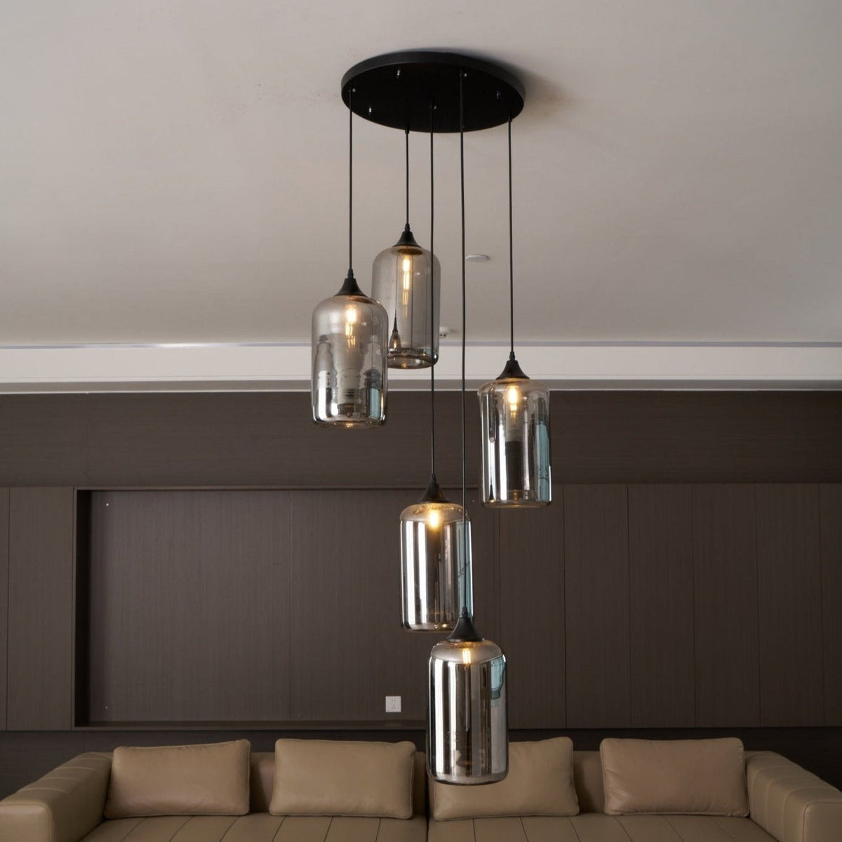 Lovider Minimalist Bottle Glass Pendant Light Smoke Gray