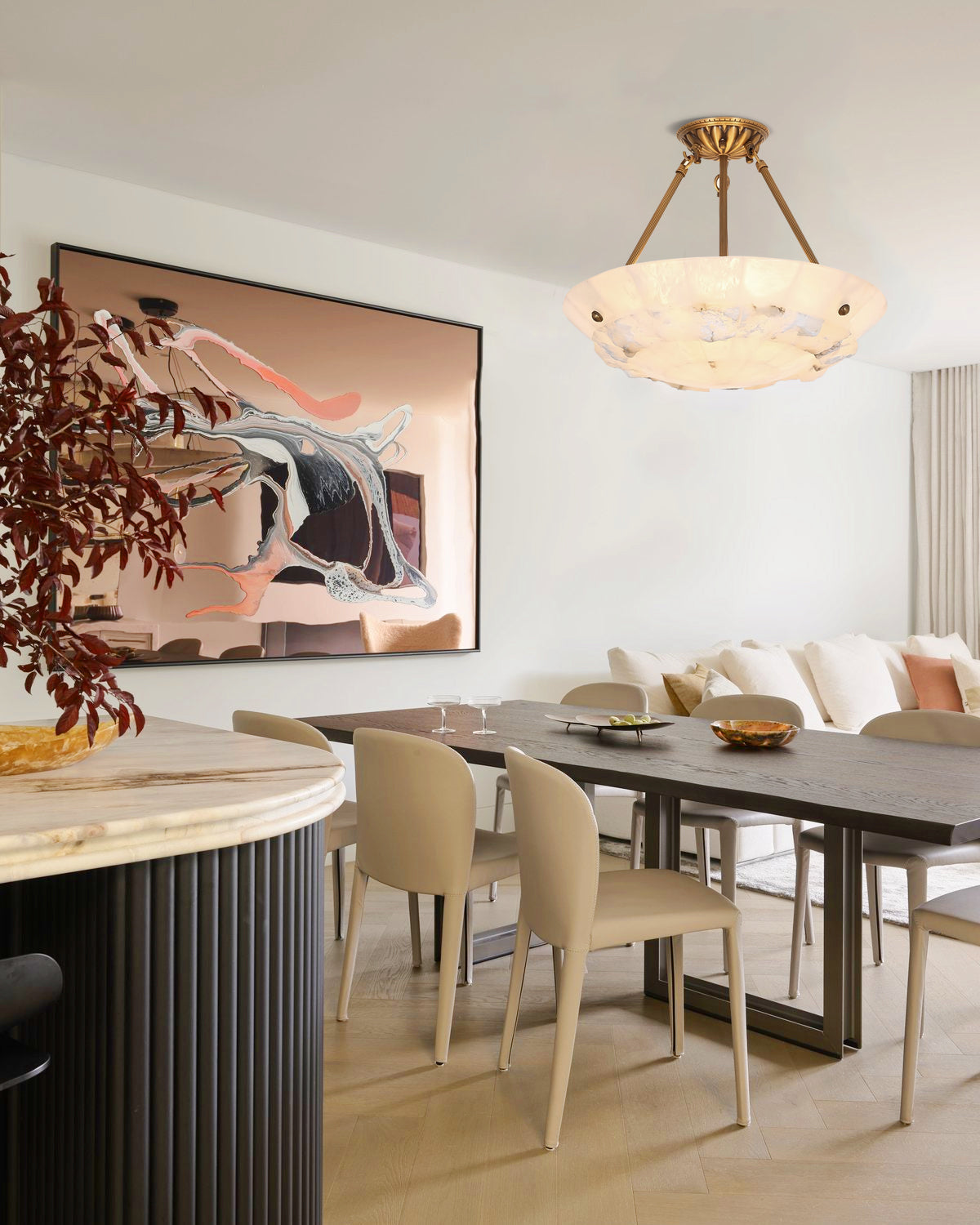 Nomen Bowl Pendant Lamp Alabaster Elegance