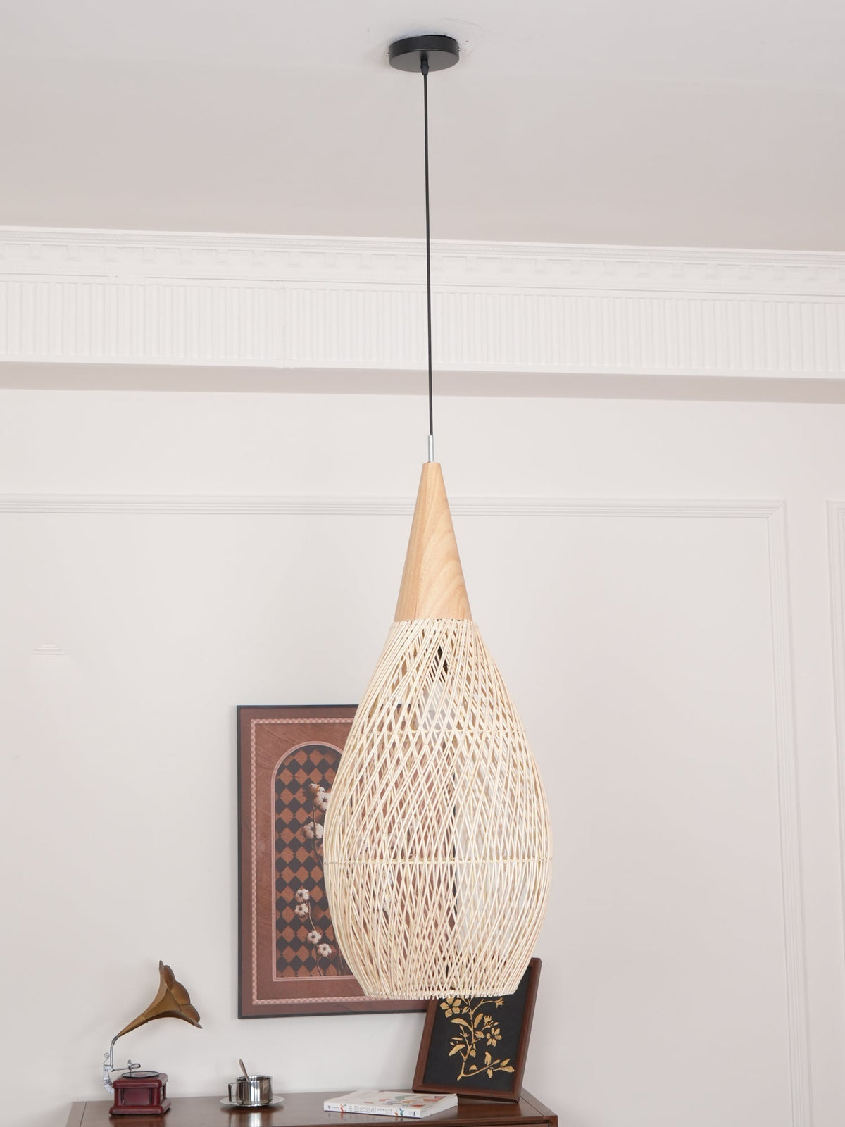 Braided Rattan Swag Pendant Lamp