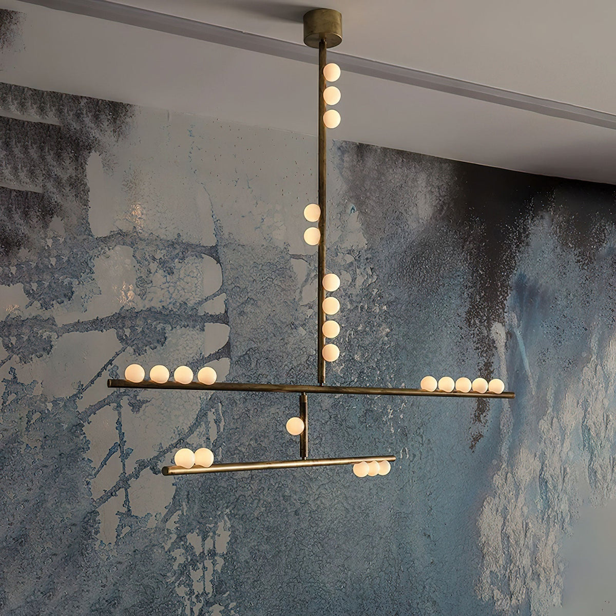 Bara Geometric Brass Linear Pendant Light Chandelier