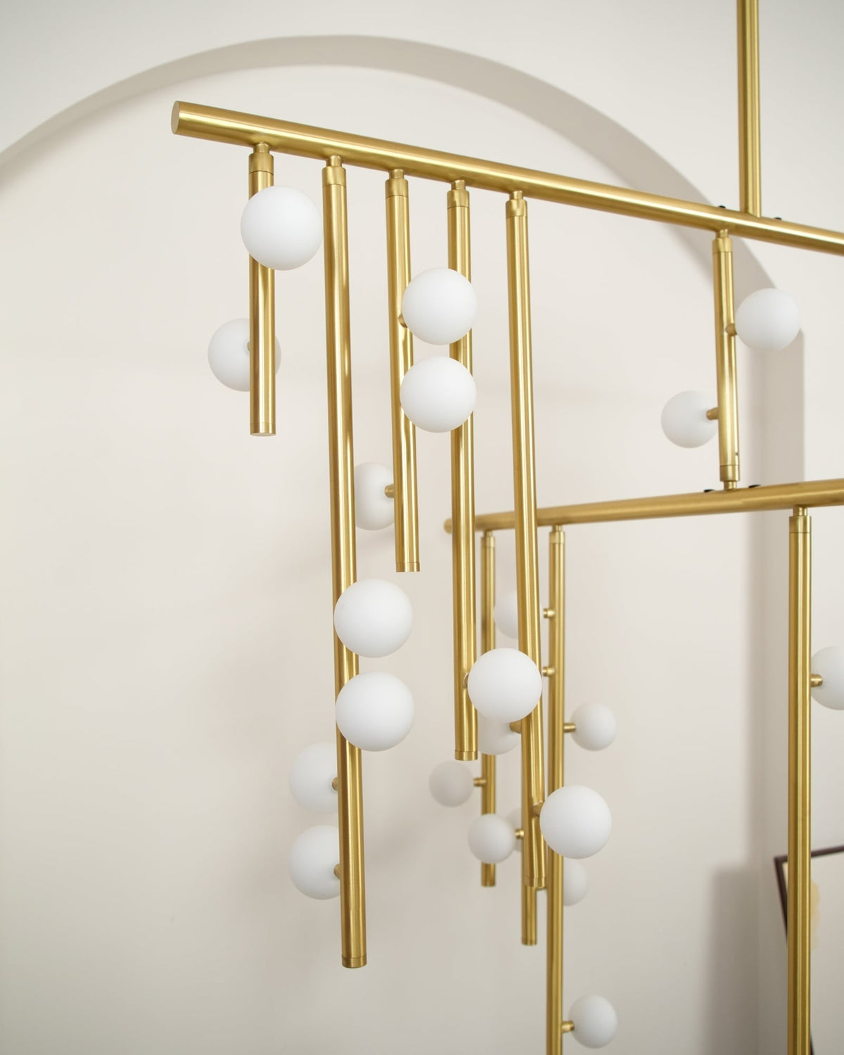 Bara Geometric Brass Linear Pendant Light Chandelier