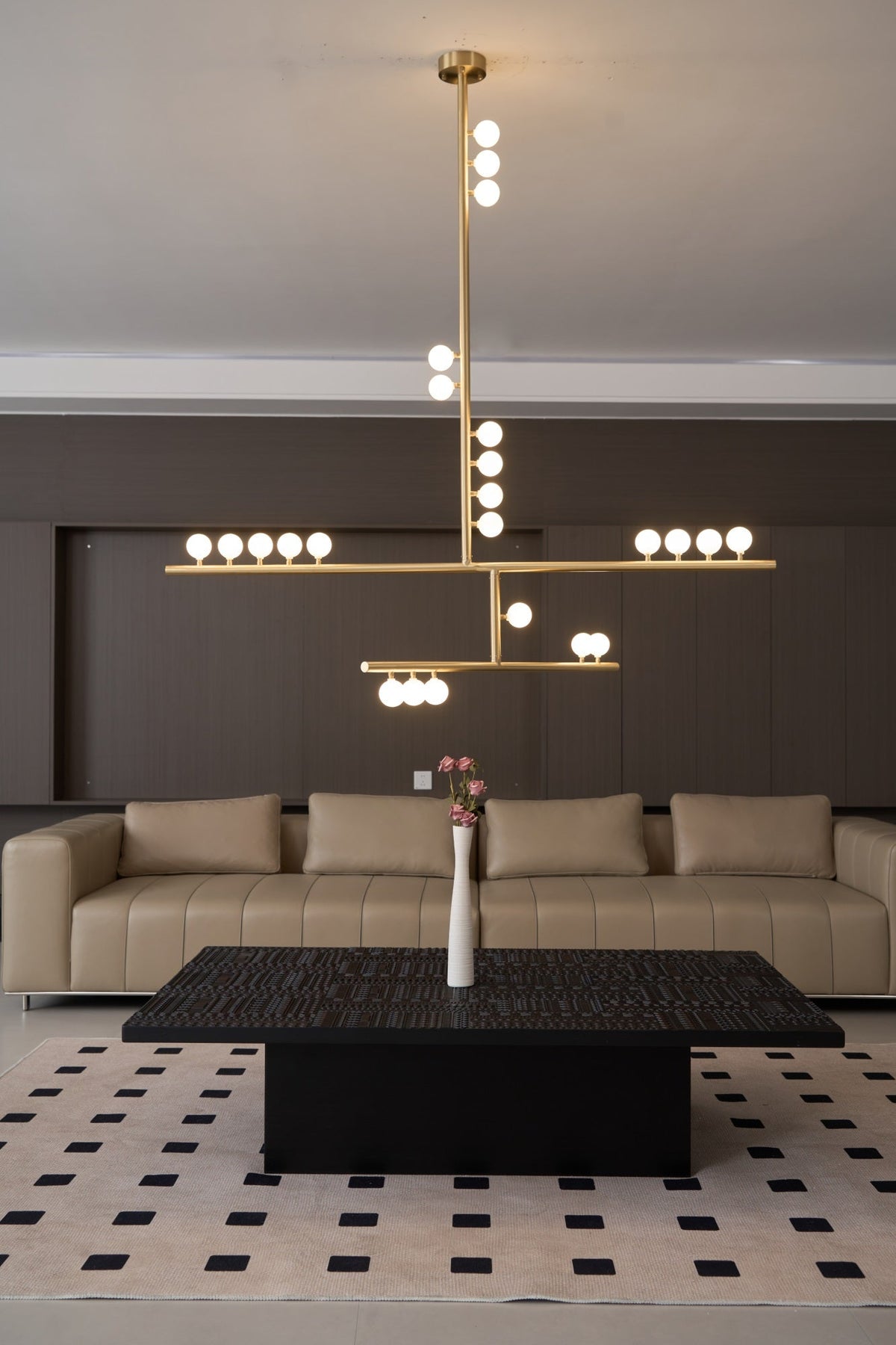 Bara Geometric Brass Linear Pendant Light Chandelier