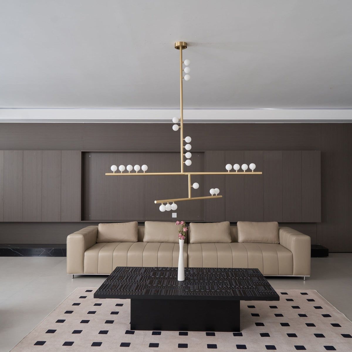 Bara Geometric Brass Linear Pendant Light Chandelier