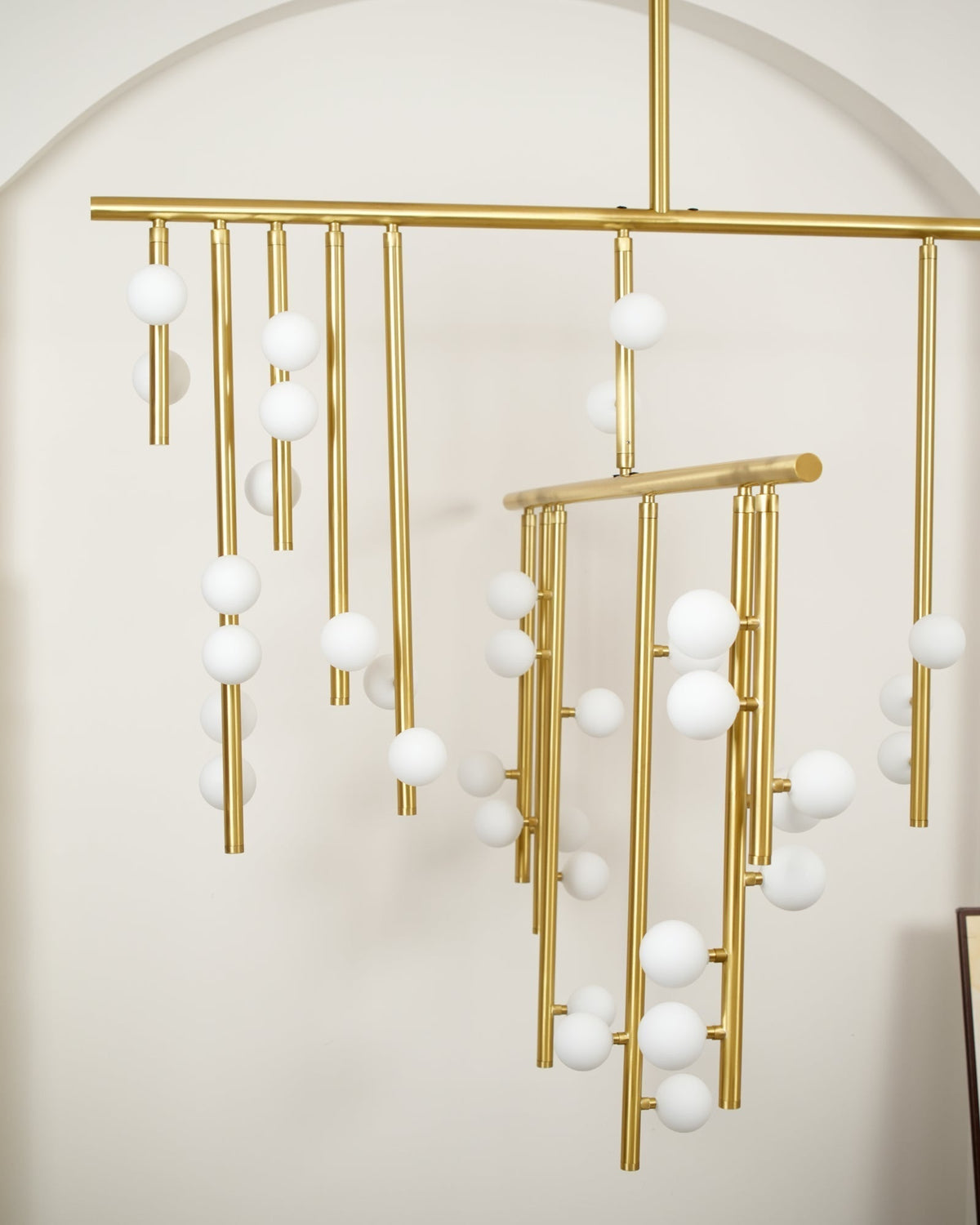Bara Geometric Brass Linear Pendant Light Chandelier