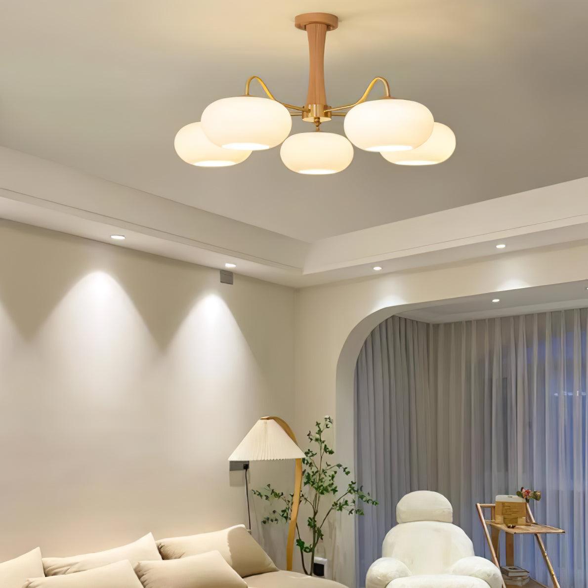 Syloella Chandelier Brass Wooden Persimmon