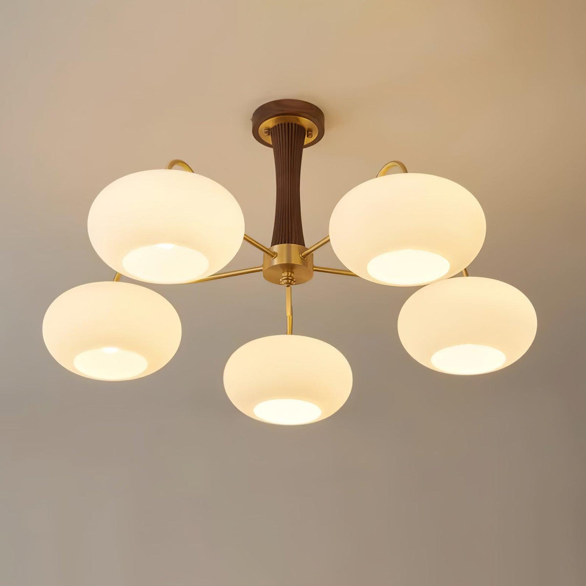 Syloella Chandelier Brass Wooden Persimmon