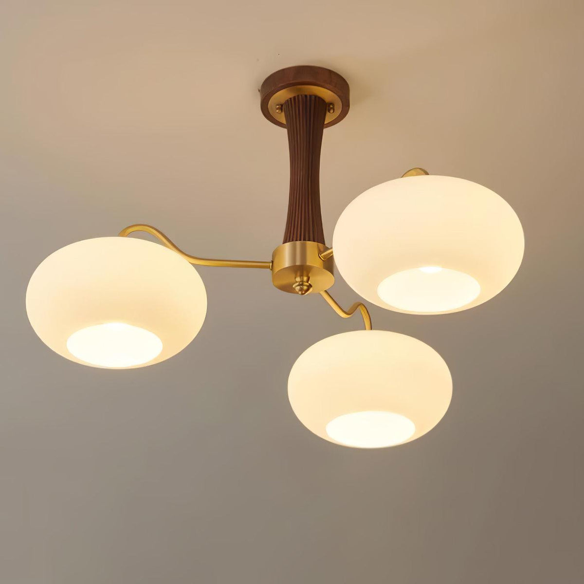 Syloella Chandelier Brass Wooden Persimmon
