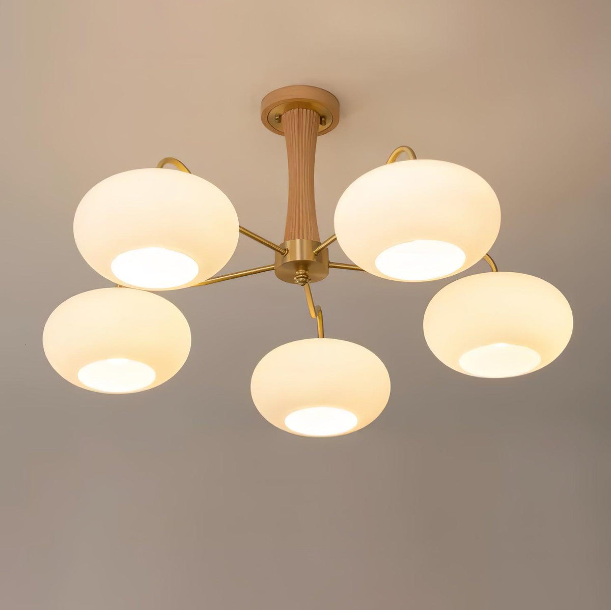 Syloella Chandelier Brass Wooden Persimmon