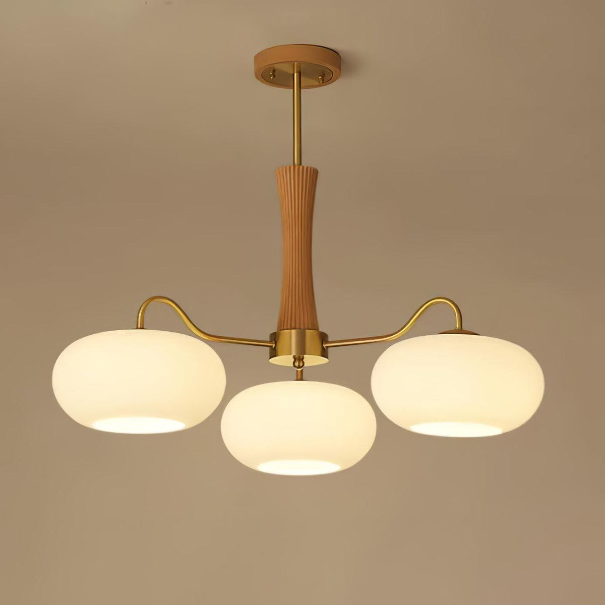 Syloella Chandelier Brass Wooden Persimmon